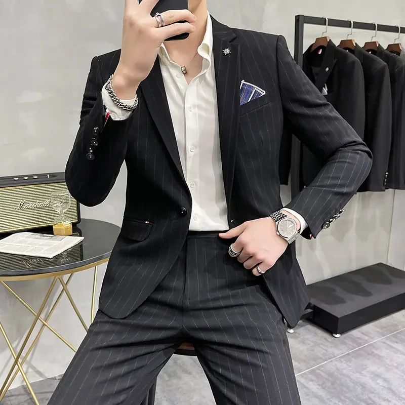 High-Quality Two-Piece Groom Wedding Suit Business Casual Banquet Costume for Men Luxury Ensemble with Trousers
