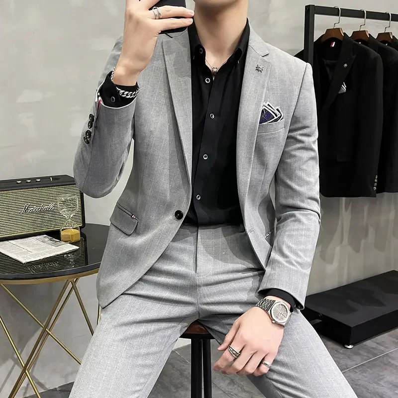 High-Quality Two-Piece Groom Wedding Suit Business Casual Banquet Costume for Men Luxury Ensemble with Trousers