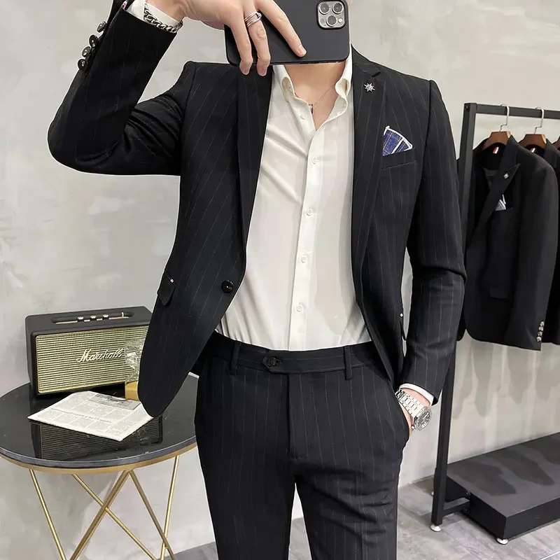 High-Quality Two-Piece Groom Wedding Suit Business Casual Banquet Costume for Men Luxury Ensemble with Trousers