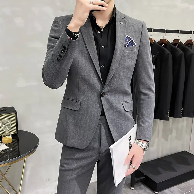 High-Quality Two-Piece Groom Wedding Suit Business Casual Banquet Costume for Men Luxury Ensemble with Trousers