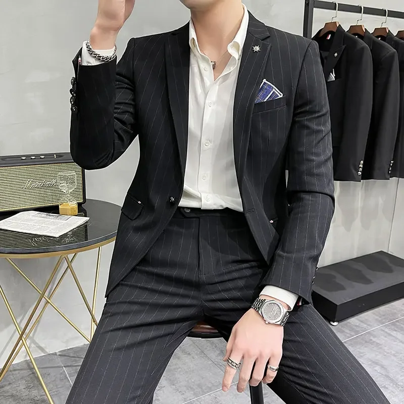 High-Quality Two-Piece Groom Wedding Suit Business Casual Banquet Costume for Men Luxury Ensemble with Trousers