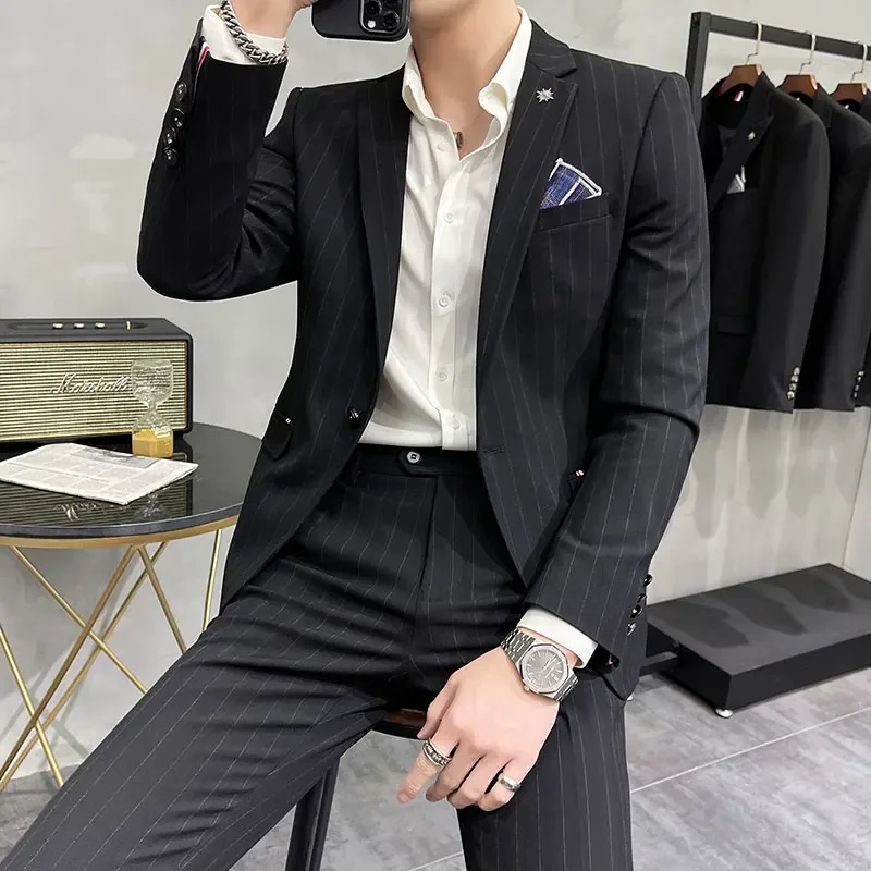 High-Quality Two-Piece Groom Wedding Suit Business Casual Banquet Costume for Men Luxury Ensemble with Trousers