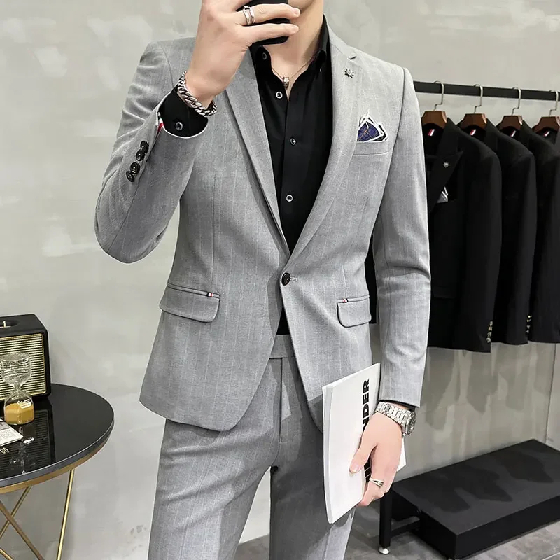 High-Quality Two-Piece Groom Wedding Suit Business Casual Banquet Costume for Men Luxury Ensemble with Trousers