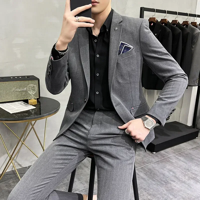 High-Quality Two-Piece Groom Wedding Suit Business Casual Banquet Costume for Men Luxury Ensemble with Trousers