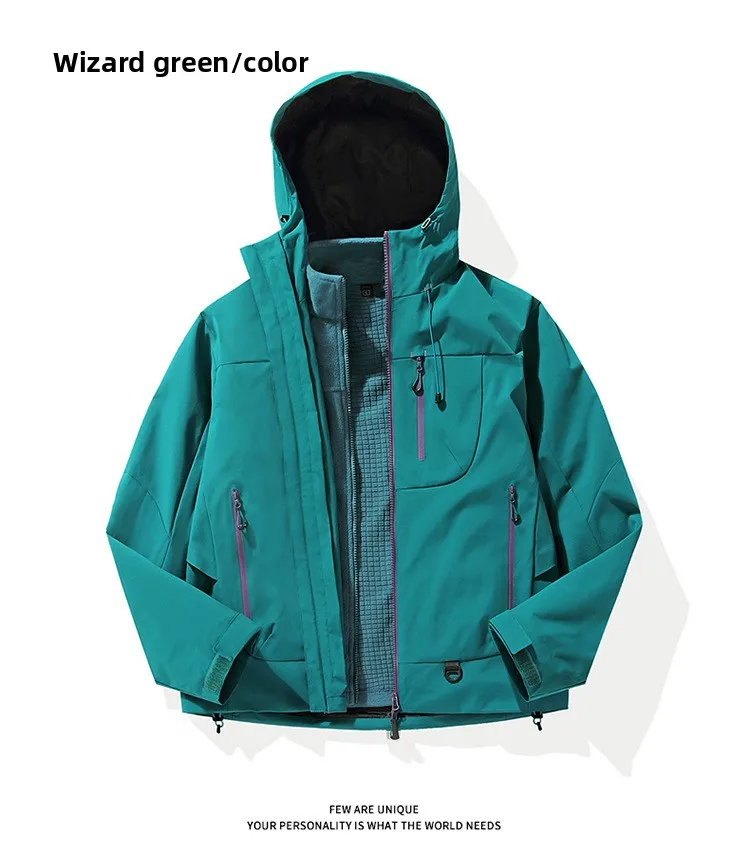Empty Mountain Rain Hard Shell Windproof and Waterproof Functional Outdoor Three-in-One Hooded Mountaineering Jacket Men Women