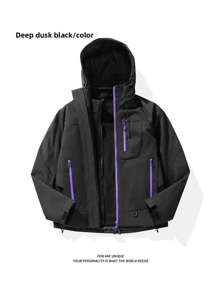 Empty Mountain Rain Hard Shell Windproof and Waterproof Functional Outdoor Three-in-One Hooded Mountaineering Jacket Men Women