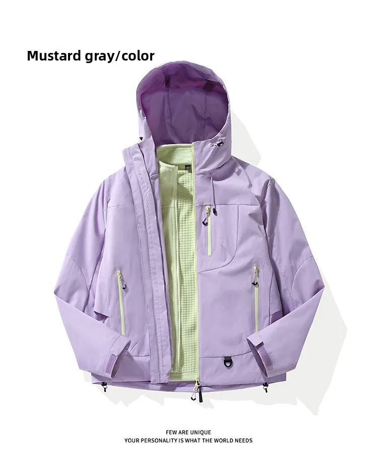 Empty Mountain Rain Hard Shell Windproof and Waterproof Functional Outdoor Three-in-One Hooded Mountaineering Jacket Men Women