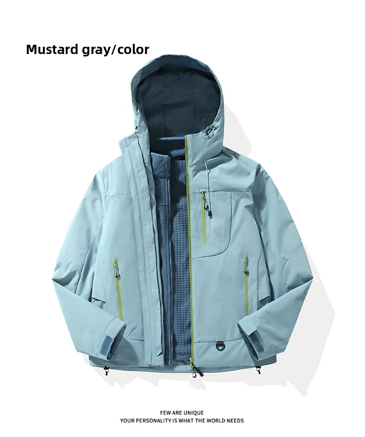 Empty Mountain Rain Hard Shell Windproof and Waterproof Functional Outdoor Three-in-One Hooded Mountaineering Jacket Men Women