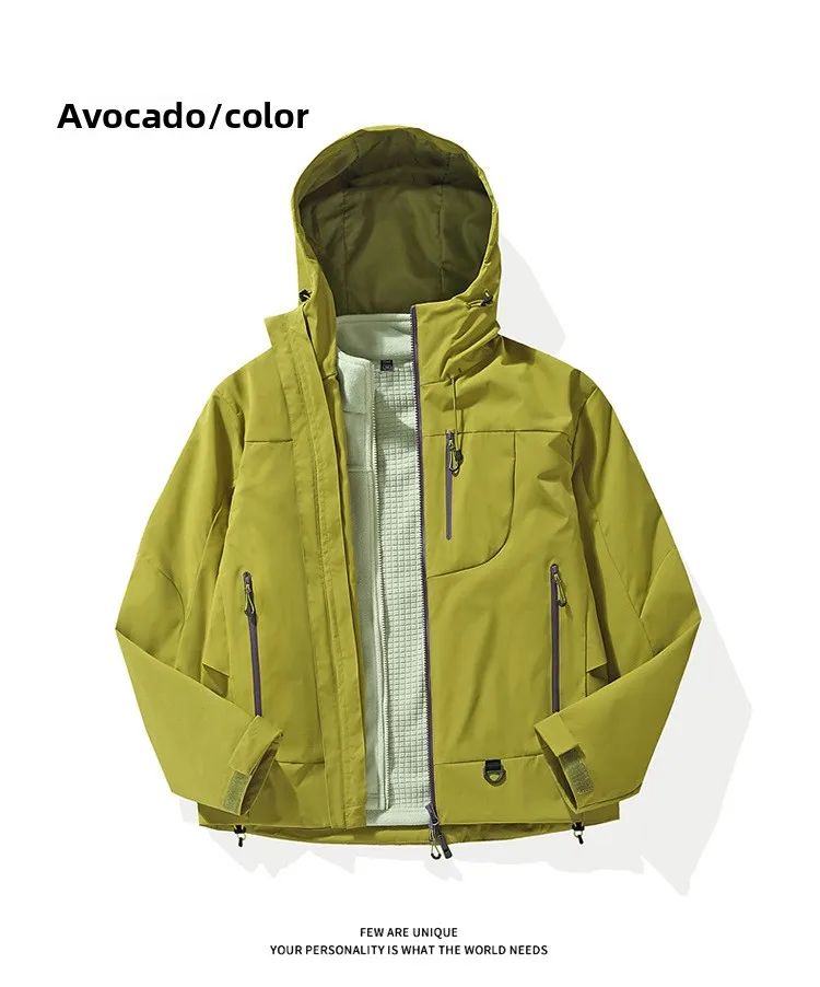 Empty Mountain Rain Hard Shell Windproof and Waterproof Functional Outdoor Three-in-One Hooded Mountaineering Jacket Men Women