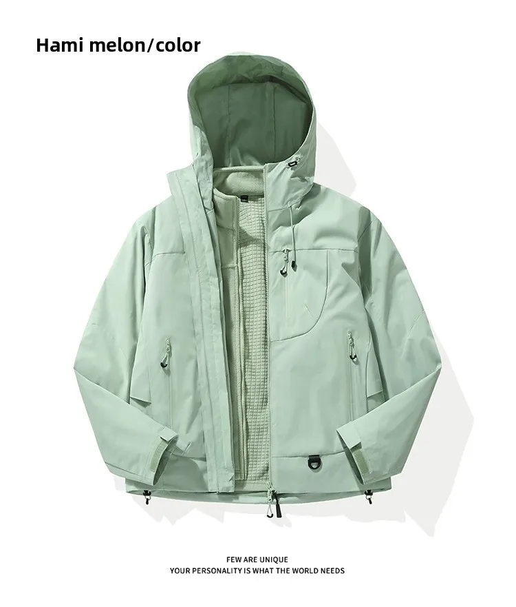 Empty Mountain Rain Hard Shell Windproof and Waterproof Functional Outdoor Three-in-One Hooded Mountaineering Jacket Men Women