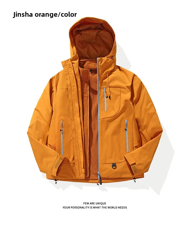 Empty Mountain Rain Hard Shell Windproof and Waterproof Functional Outdoor Three-in-One Hooded Mountaineering Jacket Men Women