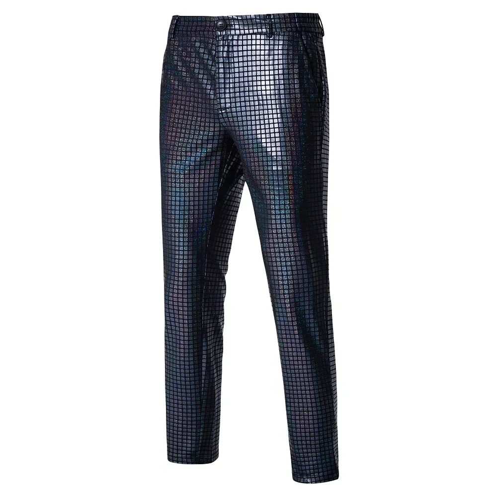 Rainbow striped men's two-piece suitwith a unique and eye-catching style,perfect for fashion shows anda must-have for trendy men