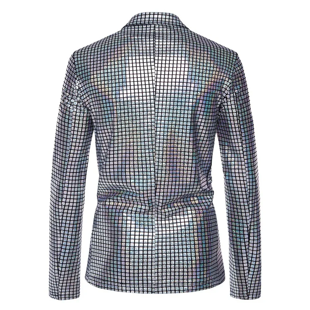 Rainbow striped men's two-piece suitwith a unique and eye-catching style,perfect for fashion shows anda must-have for trendy men