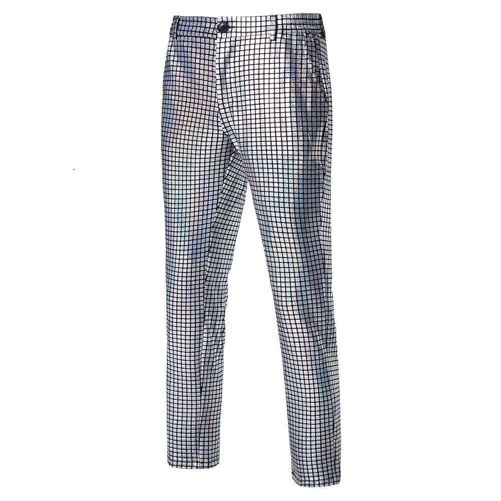 Rainbow striped men's two-piece suitwith a unique and eye-catching style,perfect for fashion shows anda must-have for trendy men