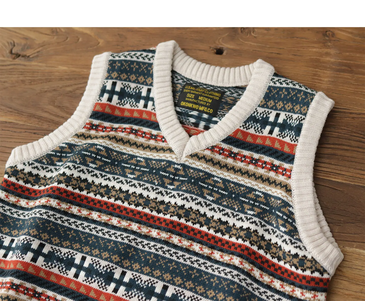 Retro sweater v-neck stacked wool vest autumn and winter sleeveless sweater knitted vest vest for men