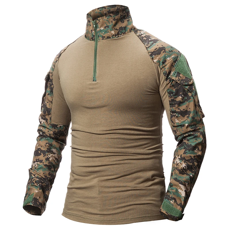 ReFire Gear Army Combat T shirt Men Long Sleeve Tactical T-Shirt Solid Cotton Military Shirt Man Navy Blue Hunt Airsoft T Shirts