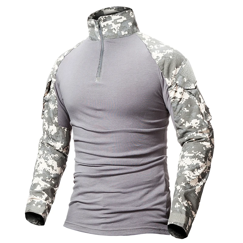 ReFire Gear Army Combat T shirt Men Long Sleeve Tactical T-Shirt Solid Cotton Military Shirt Man Navy Blue Hunt Airsoft T Shirts