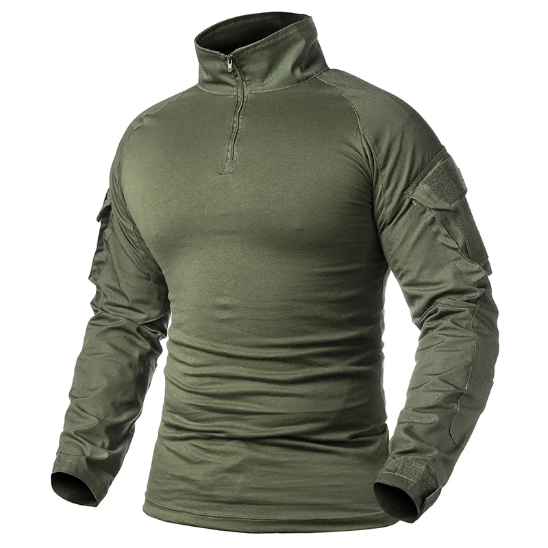 ReFire Gear Army Combat T shirt Men Long Sleeve Tactical T-Shirt Solid Cotton Military Shirt Man Navy Blue Hunt Airsoft T Shirts