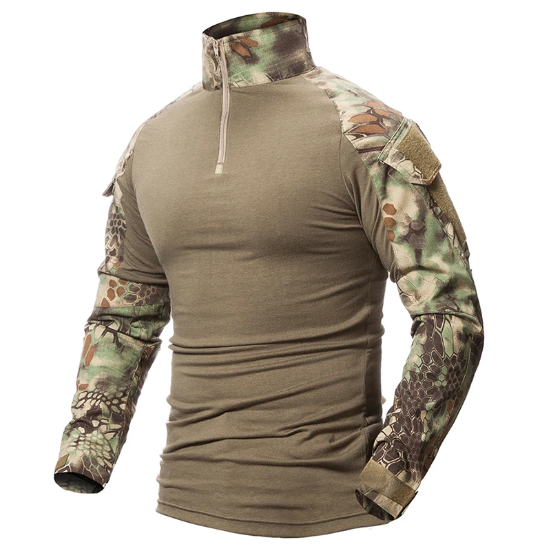 ReFire Gear Army Combat T shirt Men Long Sleeve Tactical T-Shirt Solid Cotton Military Shirt Man Navy Blue Hunt Airsoft T Shirts