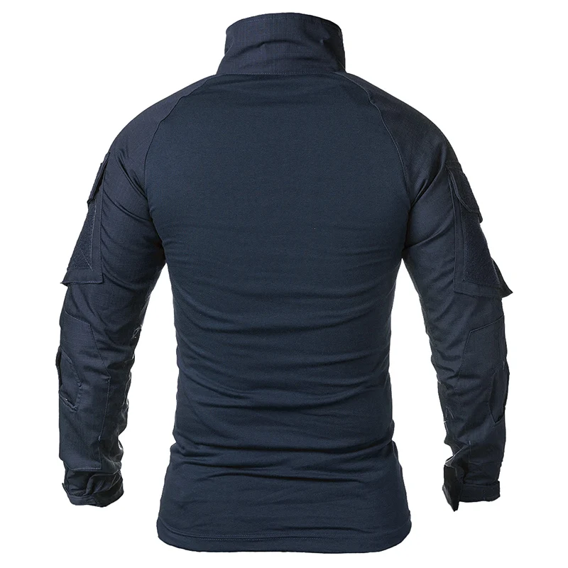 ReFire Gear Army Combat T shirt Men Long Sleeve Tactical T-Shirt Solid Cotton Military Shirt Man Navy Blue Hunt Airsoft T Shirts
