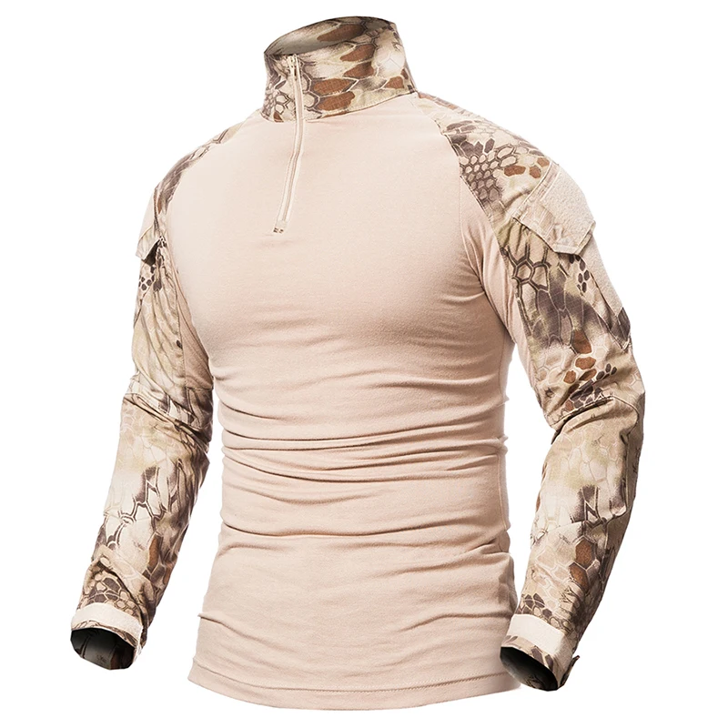 ReFire Gear Army Combat T shirt Men Long Sleeve Tactical T-Shirt Solid Cotton Military Shirt Man Navy Blue Hunt Airsoft T Shirts