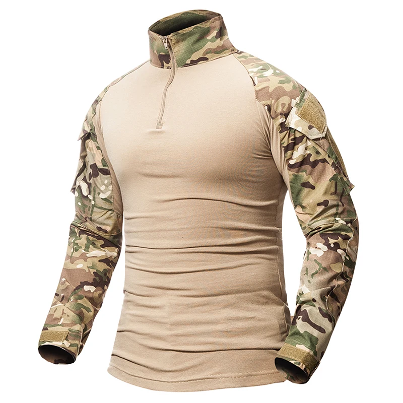 ReFire Gear Army Combat T shirt Men Long Sleeve Tactical T-Shirt Solid Cotton Military Shirt Man Navy Blue Hunt Airsoft T Shirts