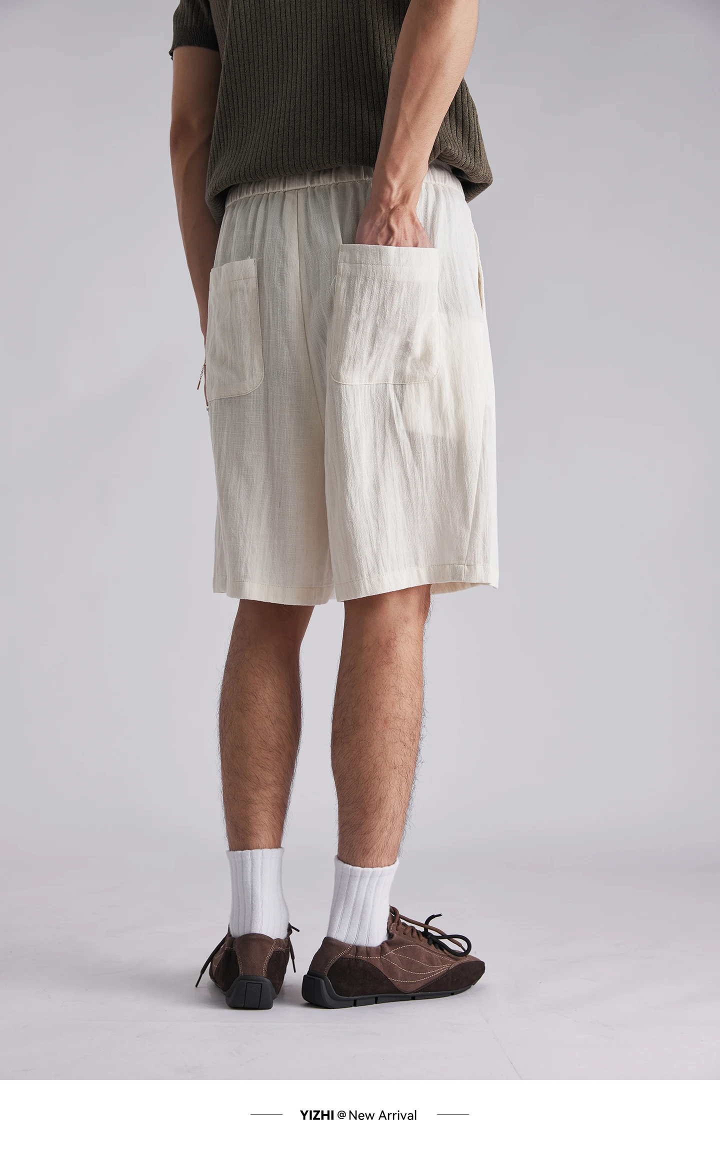 Fashion Men's Lyocell Cotton Linen Texture Shorts Old Money Style 2026 Summer Breathable Cool Feel 5 Inch Casual Pants