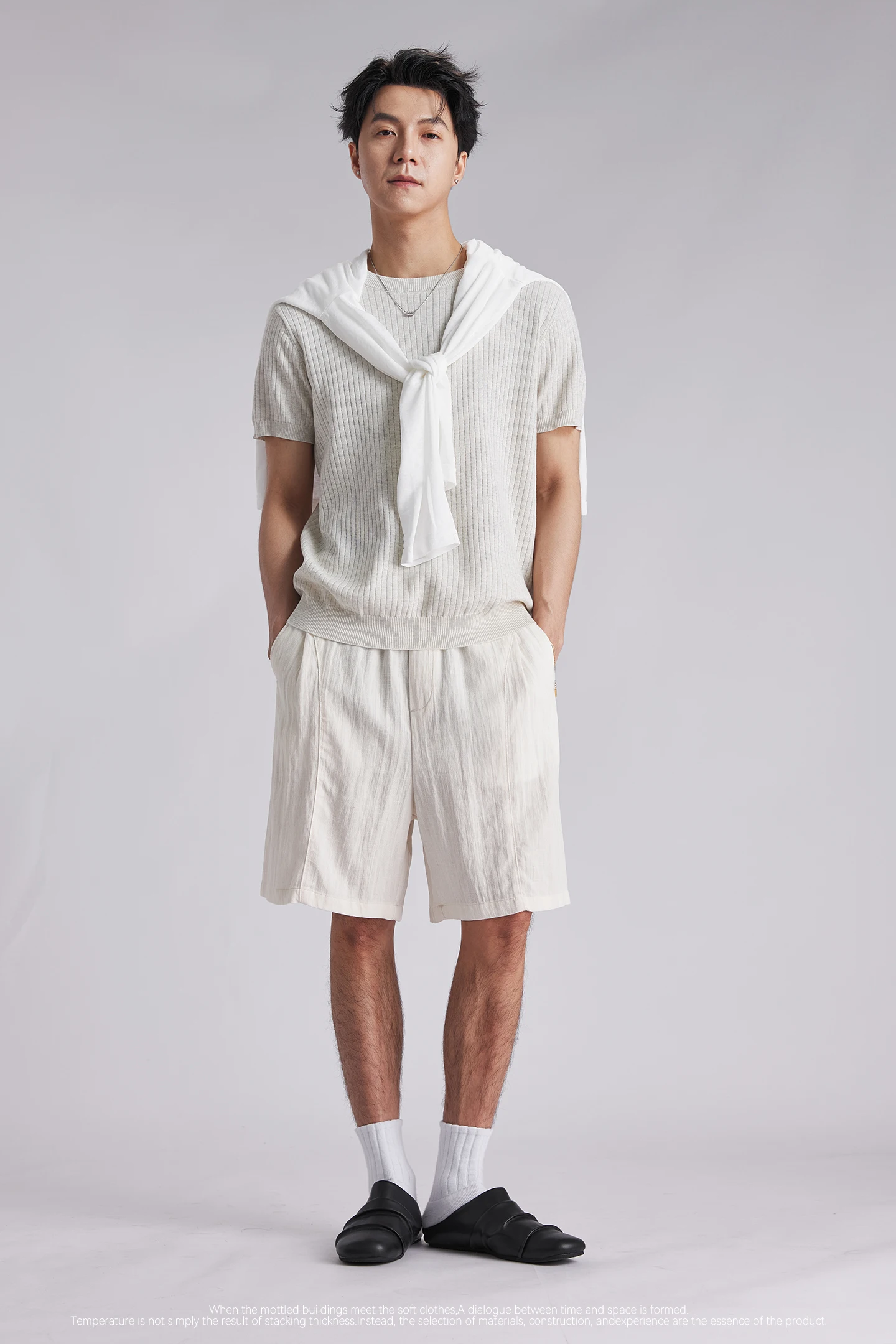 Fashion Men's Lyocell Cotton Linen Texture Shorts Old Money Style 2026 Summer Breathable Cool Feel 5 Inch Casual Pants