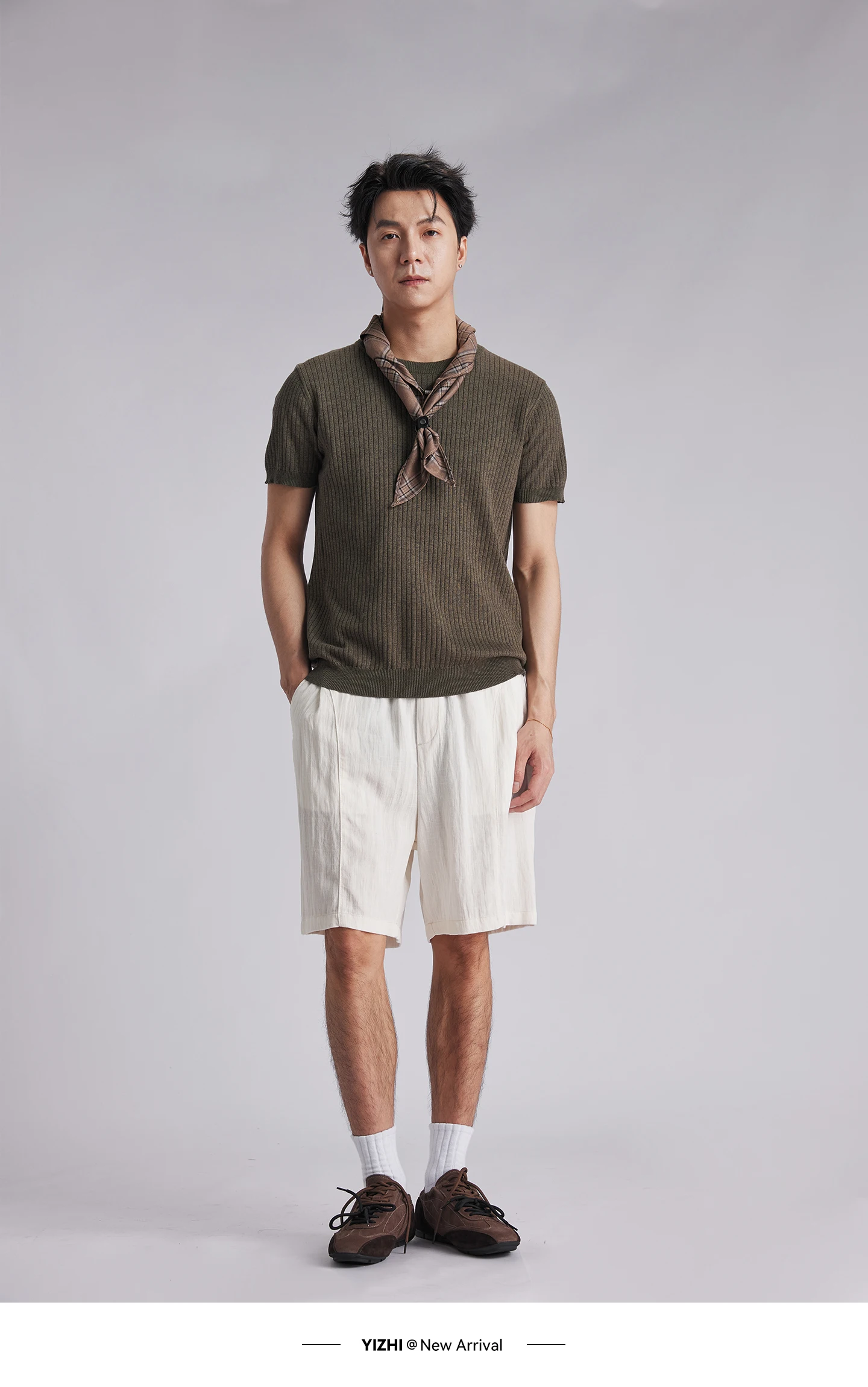 Fashion Men's Lyocell Cotton Linen Texture Shorts Old Money Style 2026 Summer Breathable Cool Feel 5 Inch Casual Pants