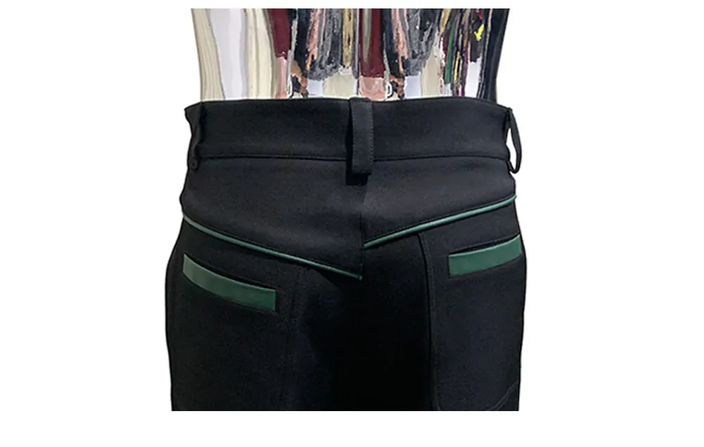 Nerazzurri Autumn Spring Autumn Long Color Block Patchwork Pu Leather Wide Leg Pants Men Alternative Streetwear Clothes Trouser