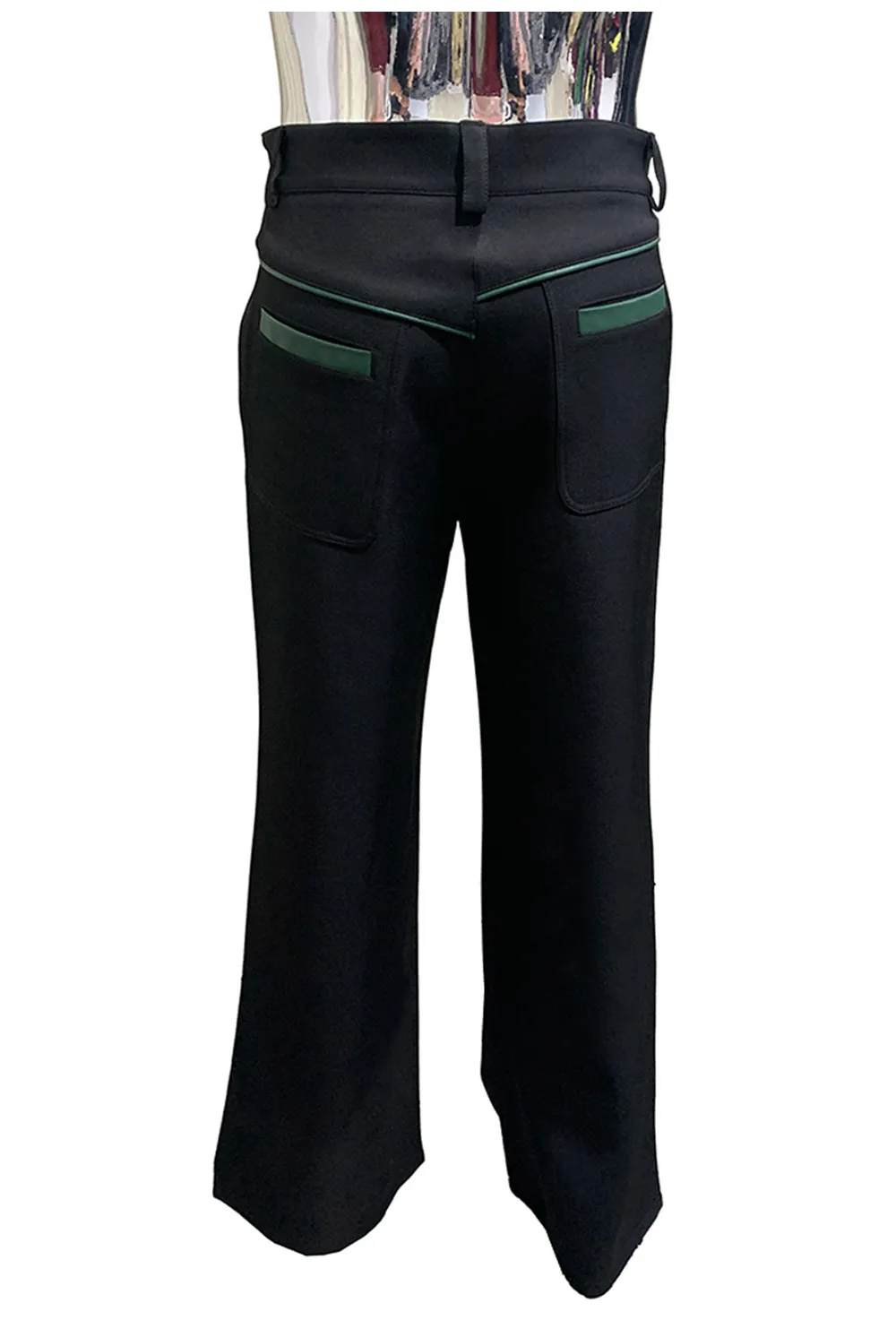 Nerazzurri Autumn Spring Autumn Long Color Block Patchwork Pu Leather Wide Leg Pants Men Alternative Streetwear Clothes Trouser