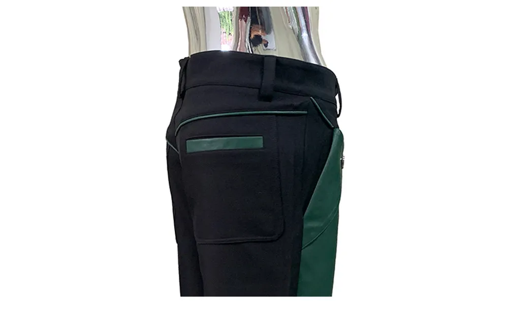 Nerazzurri Autumn Spring Autumn Long Color Block Patchwork Pu Leather Wide Leg Pants Men Alternative Streetwear Clothes Trouser