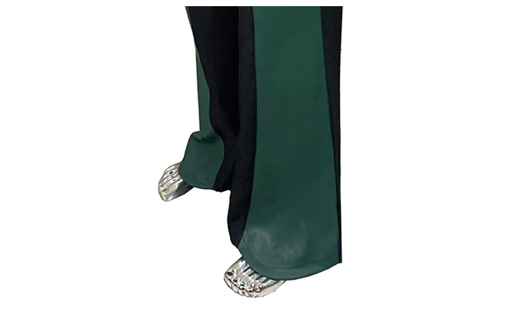Nerazzurri Autumn Spring Autumn Long Color Block Patchwork Pu Leather Wide Leg Pants Men Alternative Streetwear Clothes Trouser