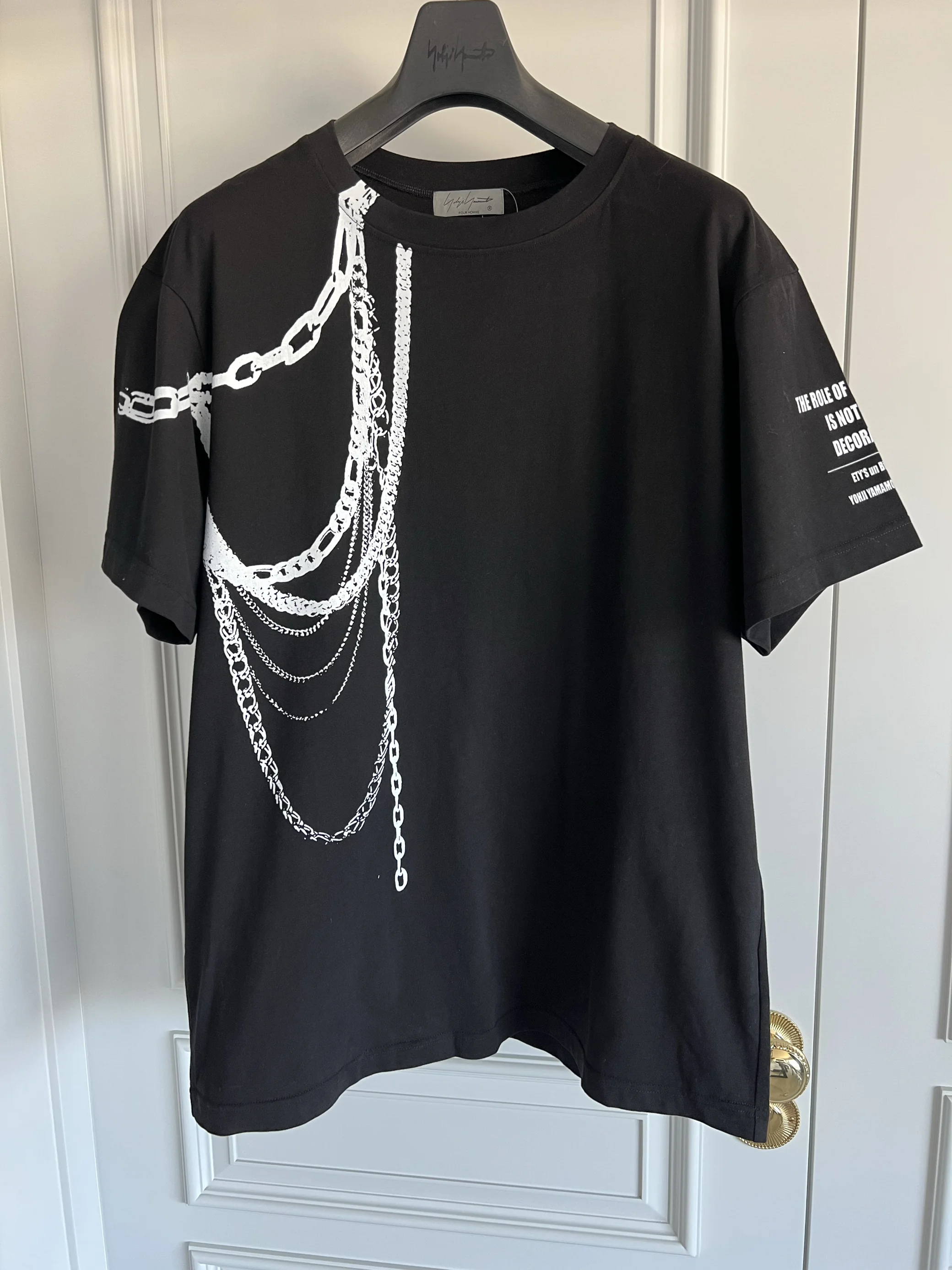TOP-YAMAMOTO original design Japanese dark style original design necklace chain print pure cotton T-shirt
