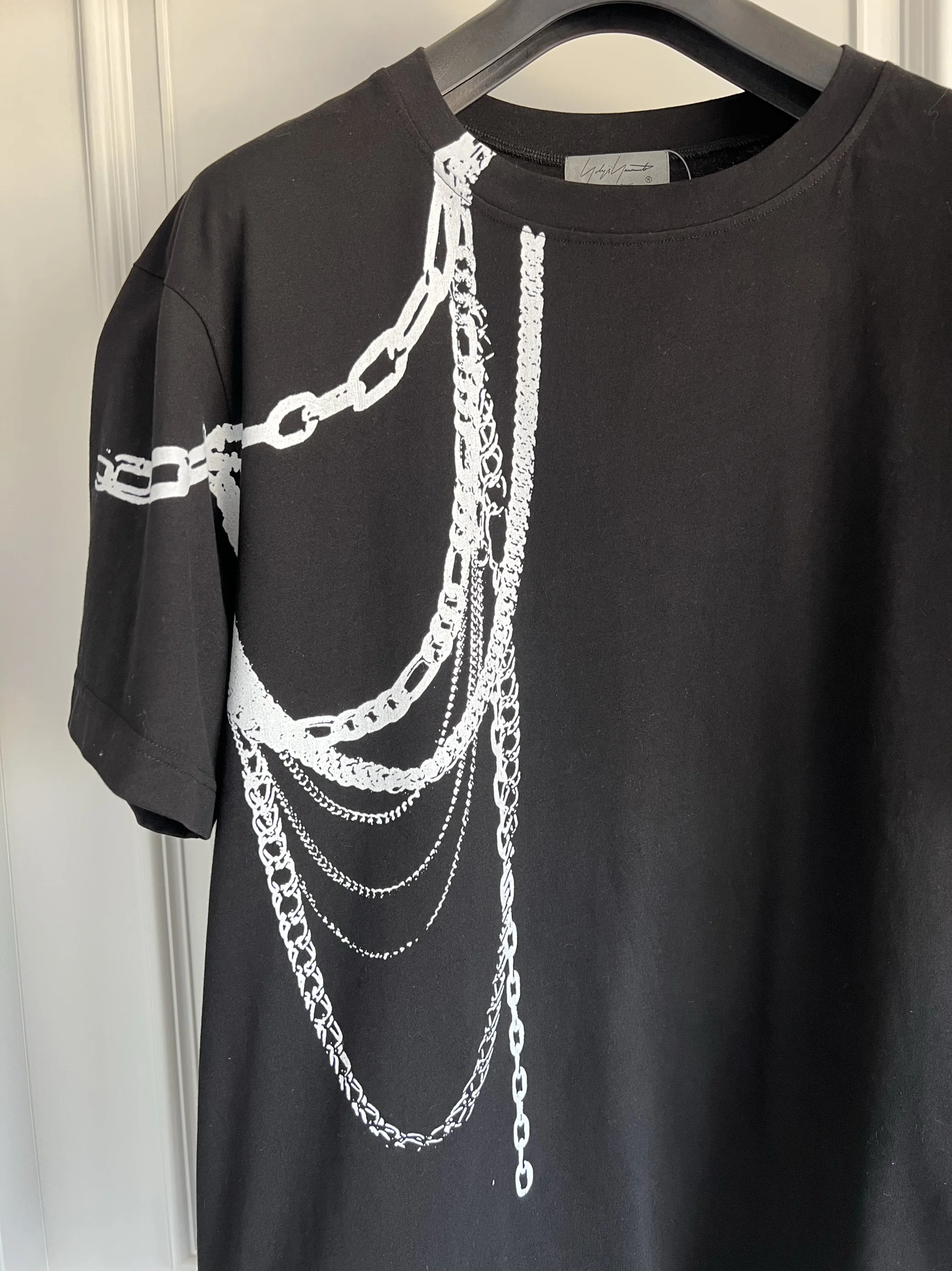 TOP-YAMAMOTO original design Japanese dark style original design necklace chain print pure cotton T-shirt