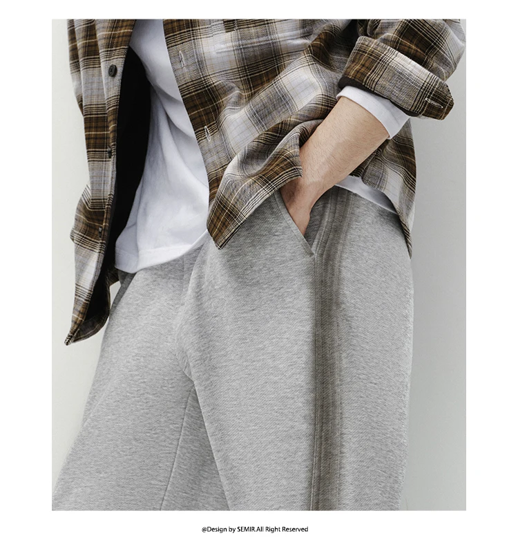 Semir Men Pants Fleece Lined Loose Fit Straight Leg Retro Style 2026 Winter Comfort Fit Everyday Style Full Length