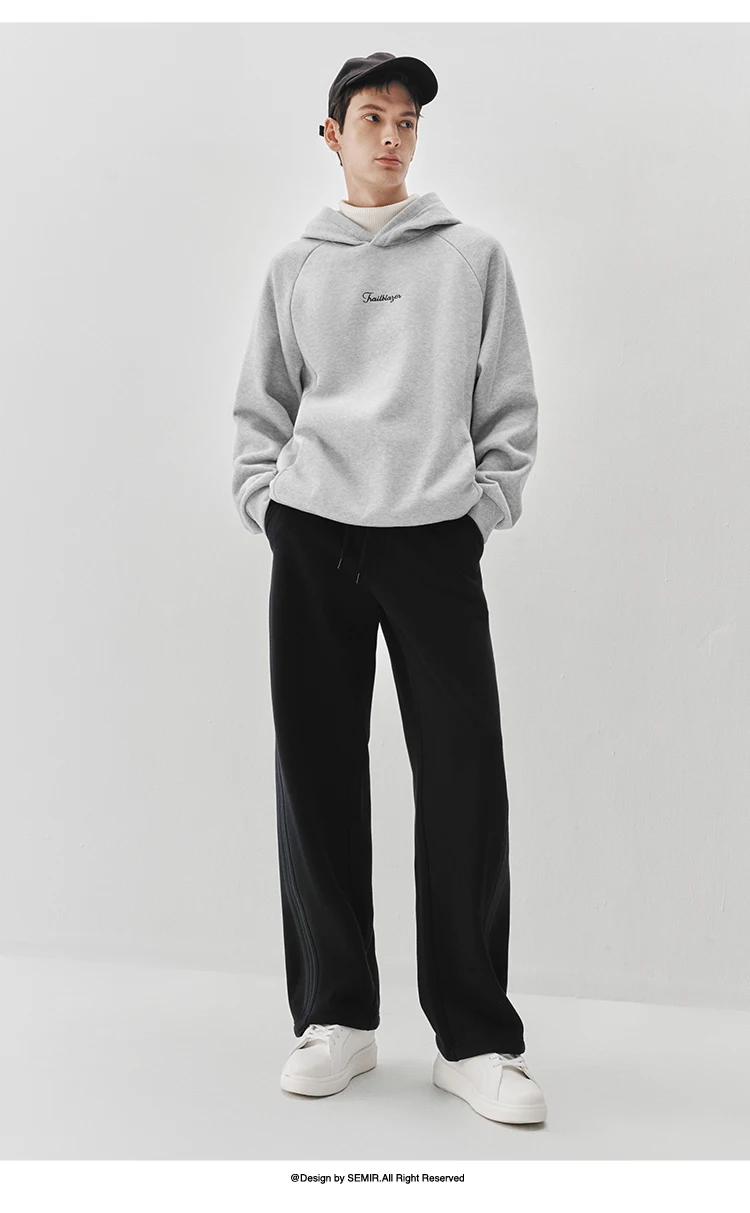 Semir Men Pants Fleece Lined Loose Fit Straight Leg Retro Style 2026 Winter Comfort Fit Everyday Style Full Length