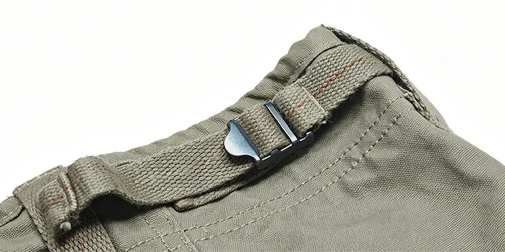 Men's Multi Pocket Cargo Pants Vintage 100% Cotton Loose Straight Tactical Pants Zippered Ankle Cuffs Work Streetwear Trousers