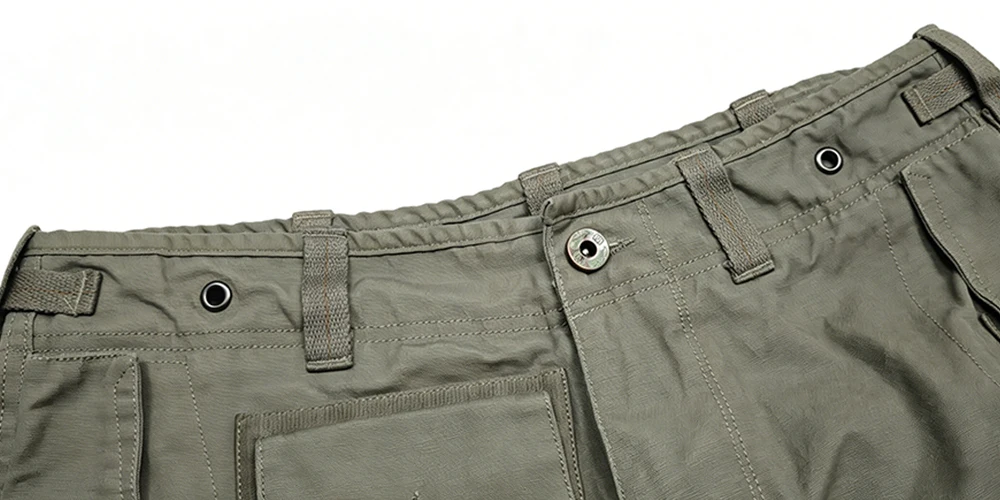 Men's Multi Pocket Cargo Pants Vintage 100% Cotton Loose Straight Tactical Pants Zippered Ankle Cuffs Work Streetwear Trousers