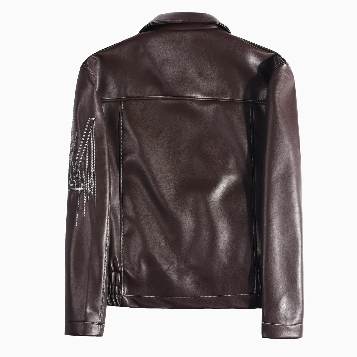 High Quality Fashion Men's Leather Jacket Coat New High-end Lapel Slim Fit Casual Embroidered Thick Jacket Top Men Clothing