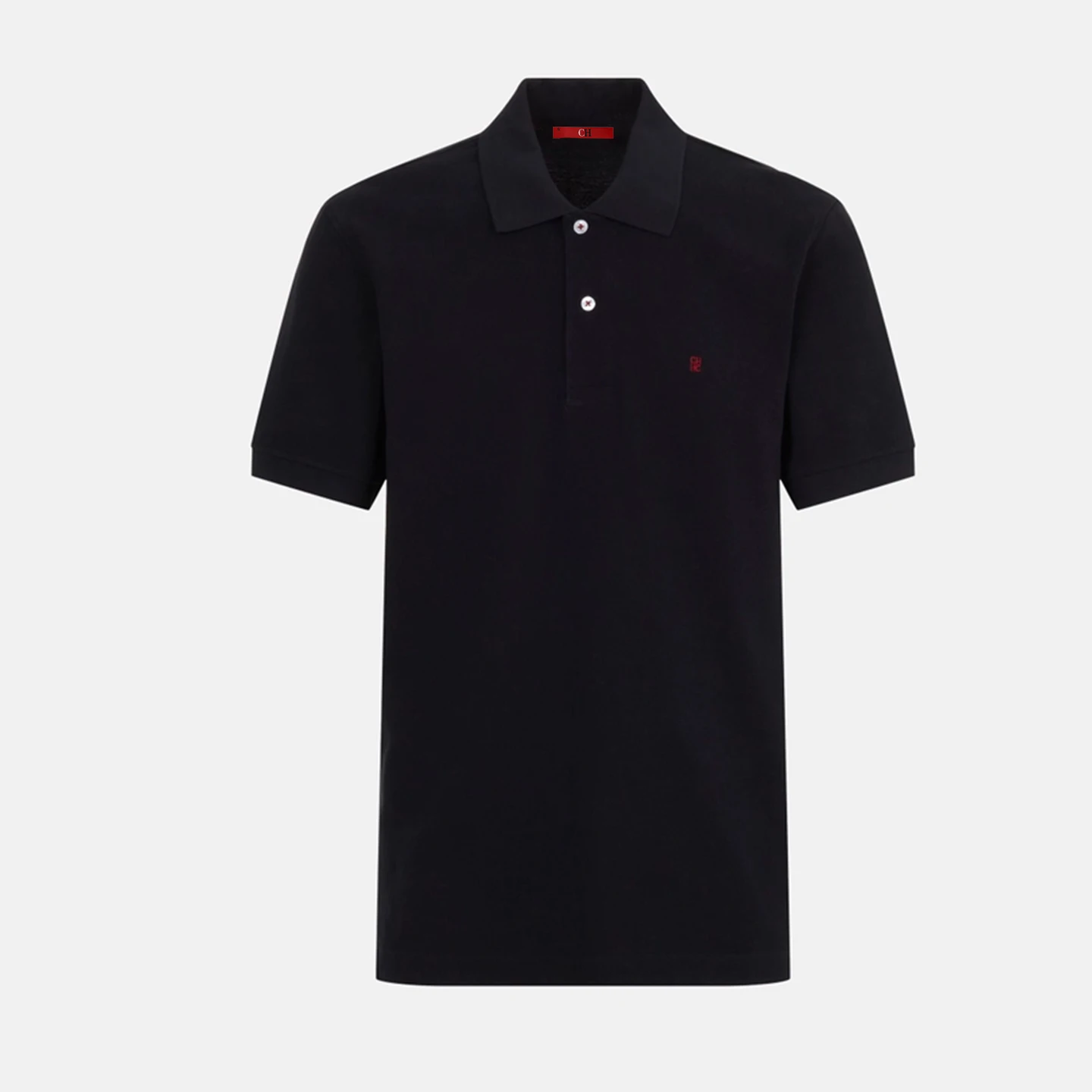 CH Letter Embroidered Solid Color Short Sleeve Polo Shirt Men Regular Fit Sleek Texture Premium Cotton Tops
