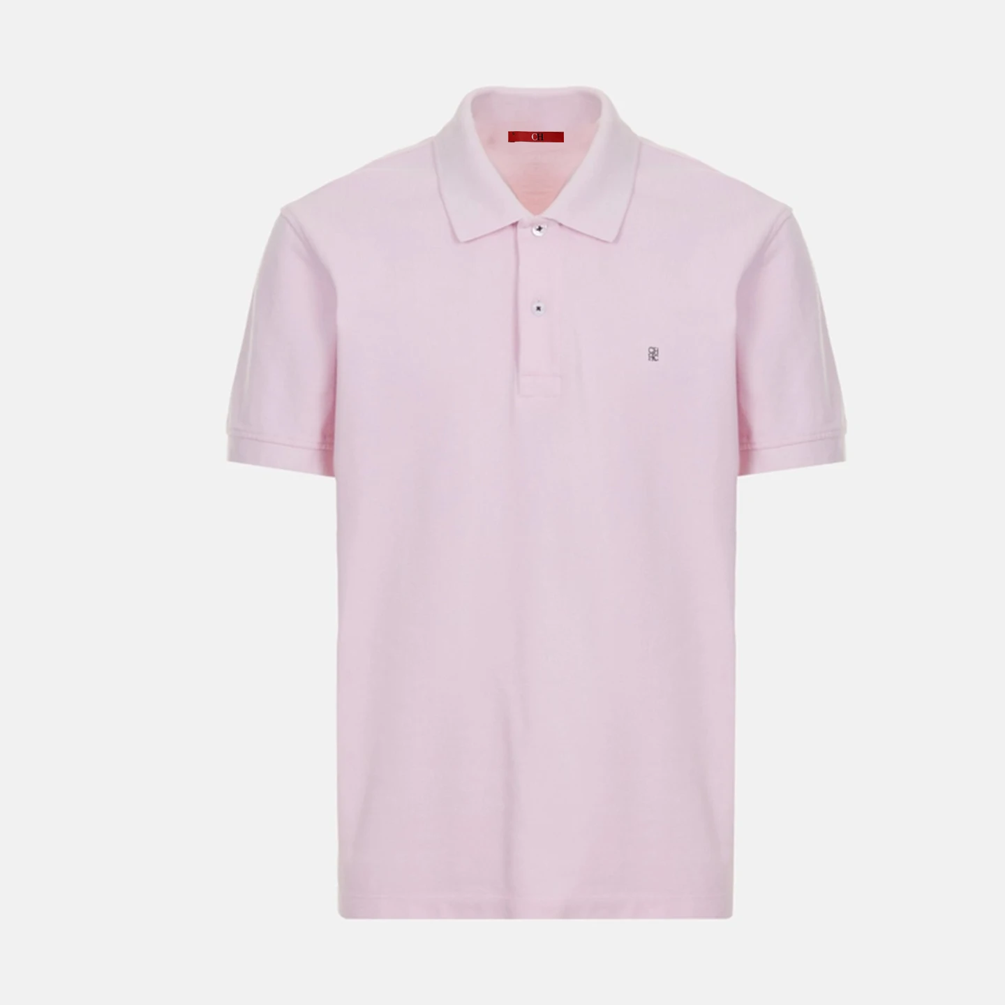 CH Letter Embroidered Solid Color Short Sleeve Polo Shirt Men Regular Fit Sleek Texture Premium Cotton Tops