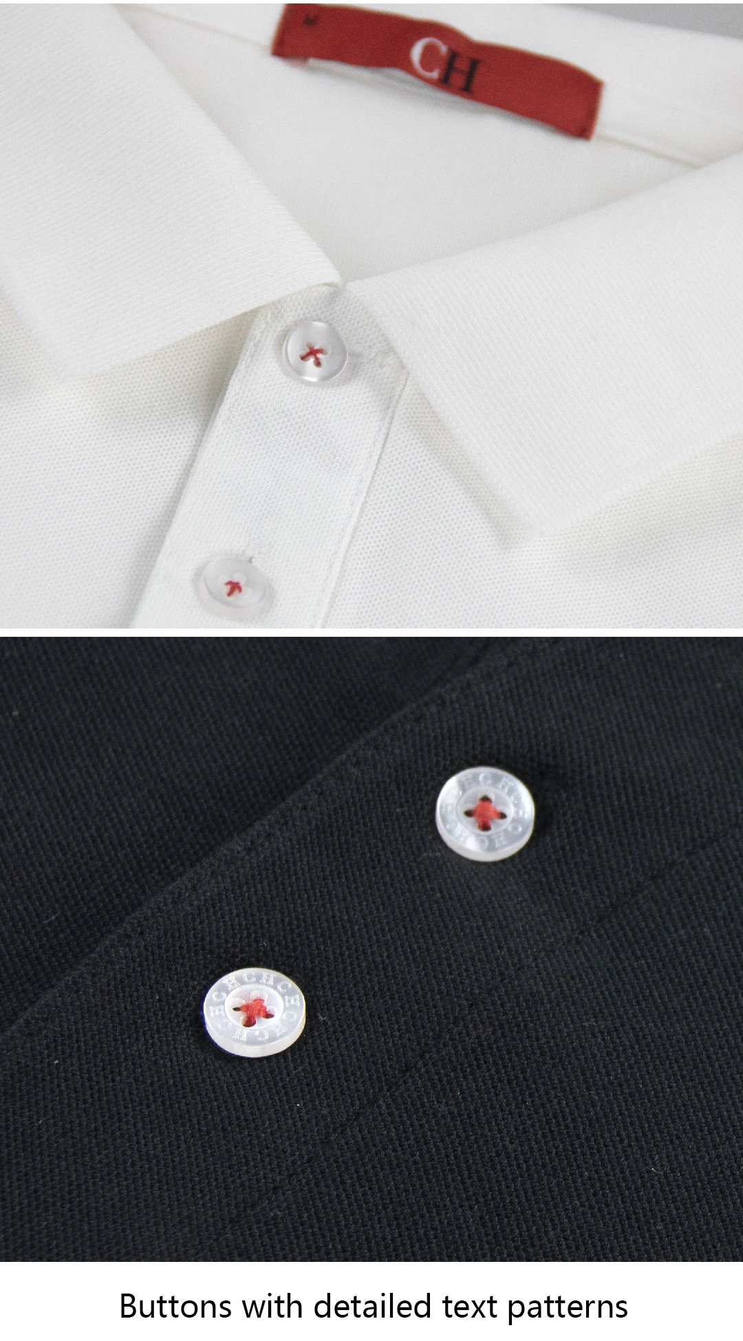 CH Letter Embroidered Solid Color Short Sleeve Polo Shirt Men Regular Fit Sleek Texture Premium Cotton Tops