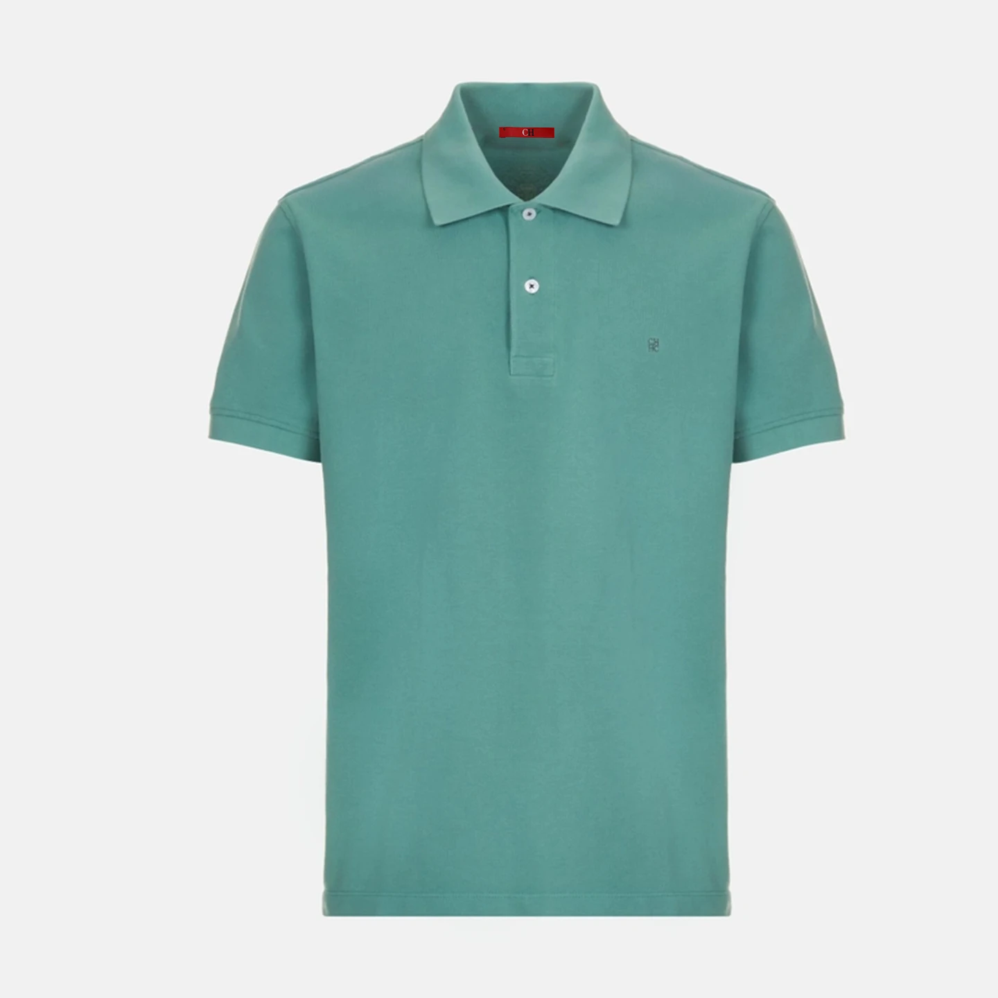 CH Letter Embroidered Solid Color Short Sleeve Polo Shirt Men Regular Fit Sleek Texture Premium Cotton Tops