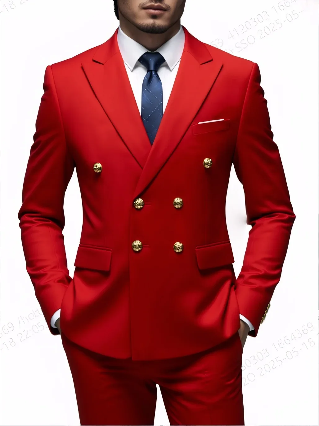 Fashion New Men's Leisure Boutique Business Banquet Solid Color Wedding Double Breasted Slim Fit Suit Blazers Jacket Pants