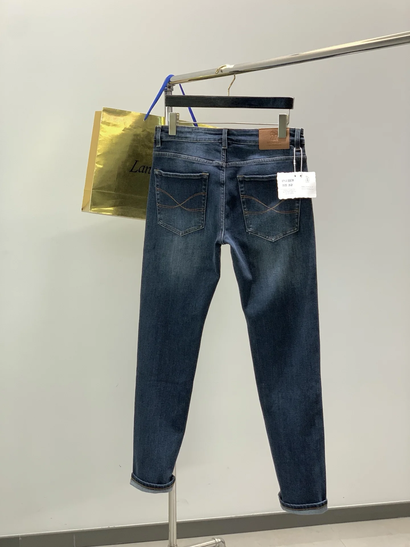 Italian BC washed jeans casual simple slim trousers
