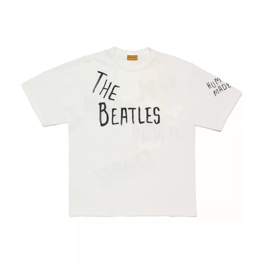 2026 Human Made Graphic Tee Slub Cotton Tubular Seamless Couple Matching Summer Casual