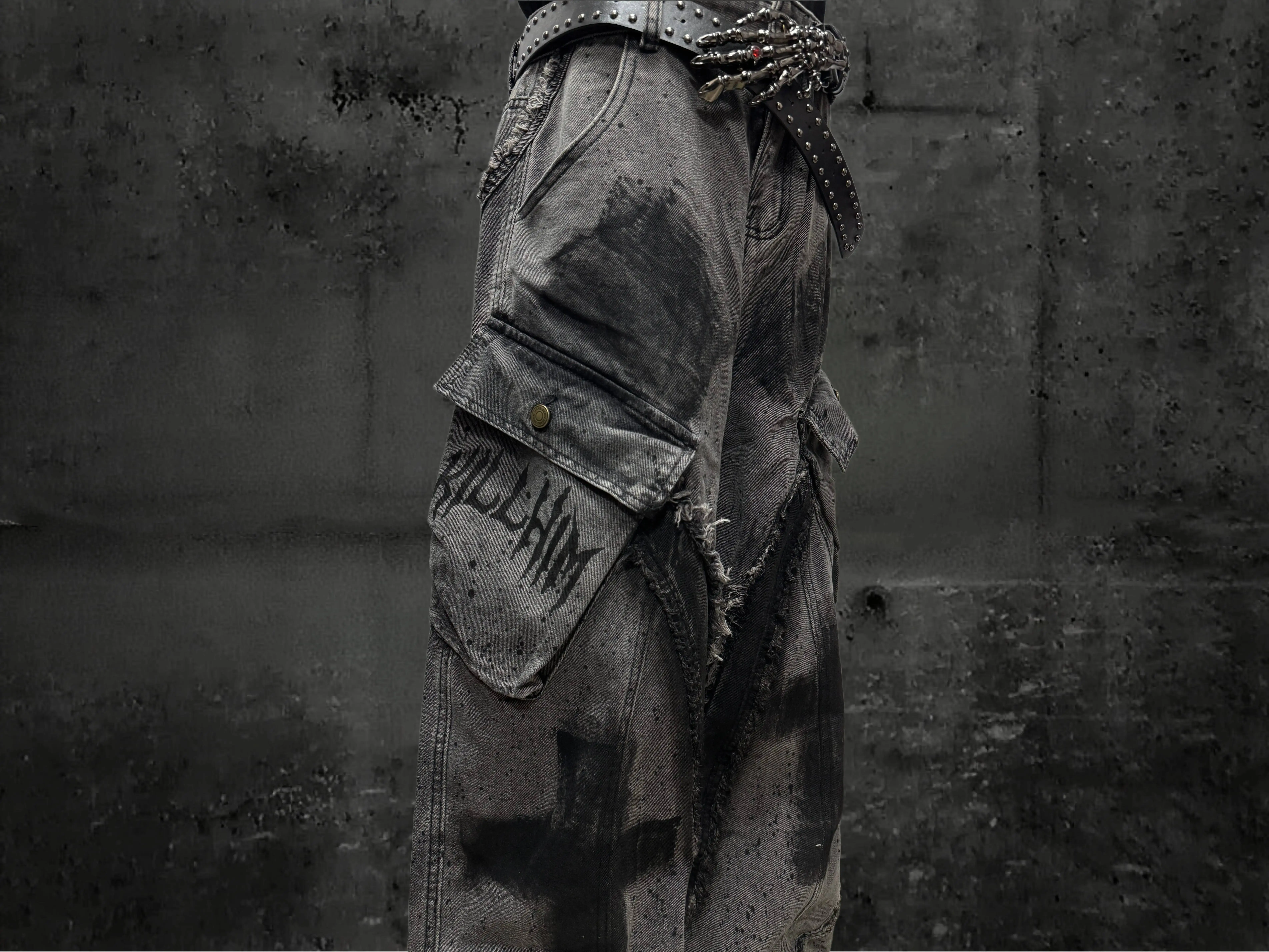 Unsiex Gothic Punk Jeans 2026 Distressed Splash Ink Jeans For Women Men Y2K Graffiti Wide Leg Pants Loose Fit Washed Denim