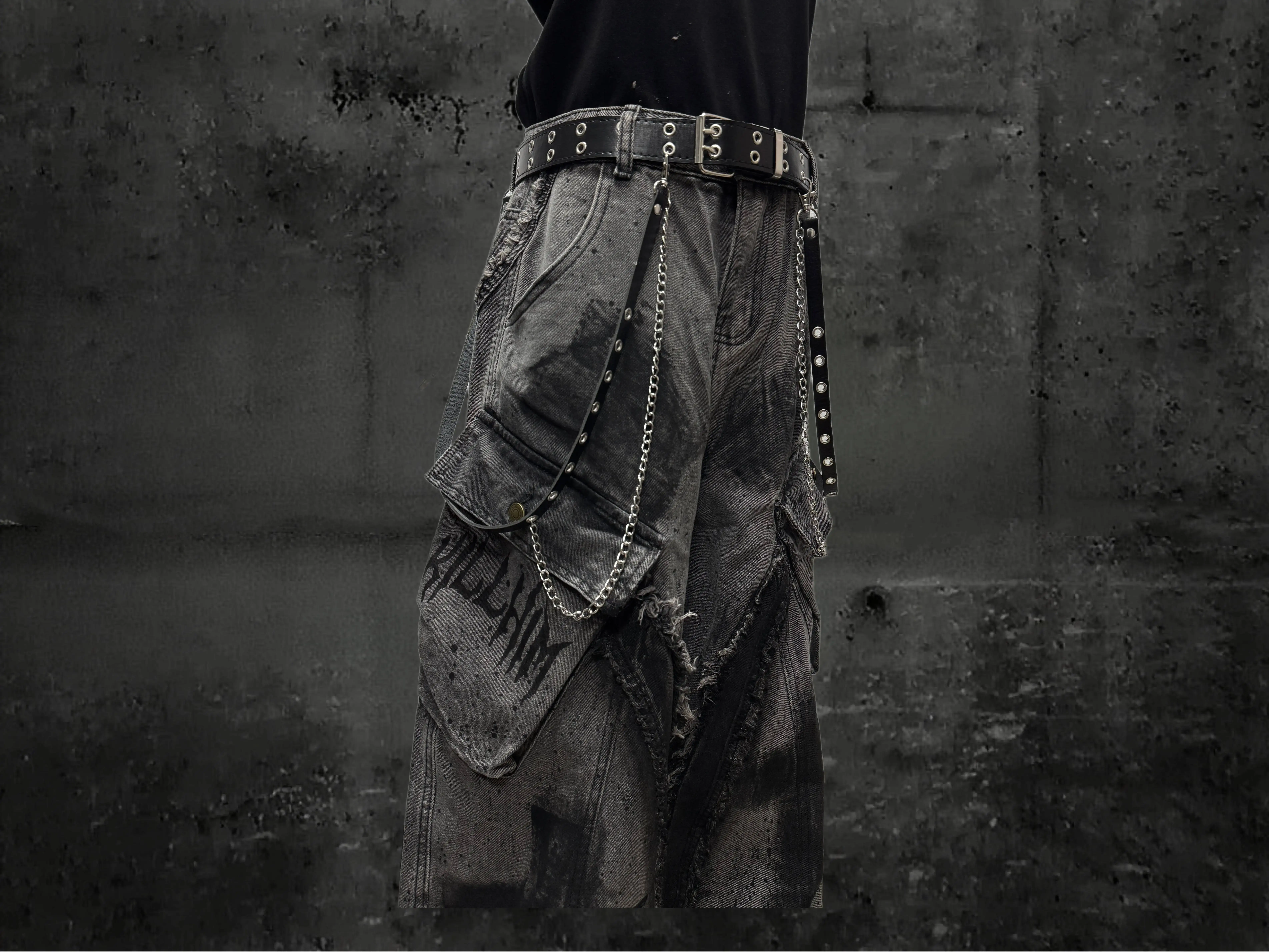 Unsiex Gothic Punk Jeans 2026 Distressed Splash Ink Jeans For Women Men Y2K Graffiti Wide Leg Pants Loose Fit Washed Denim
