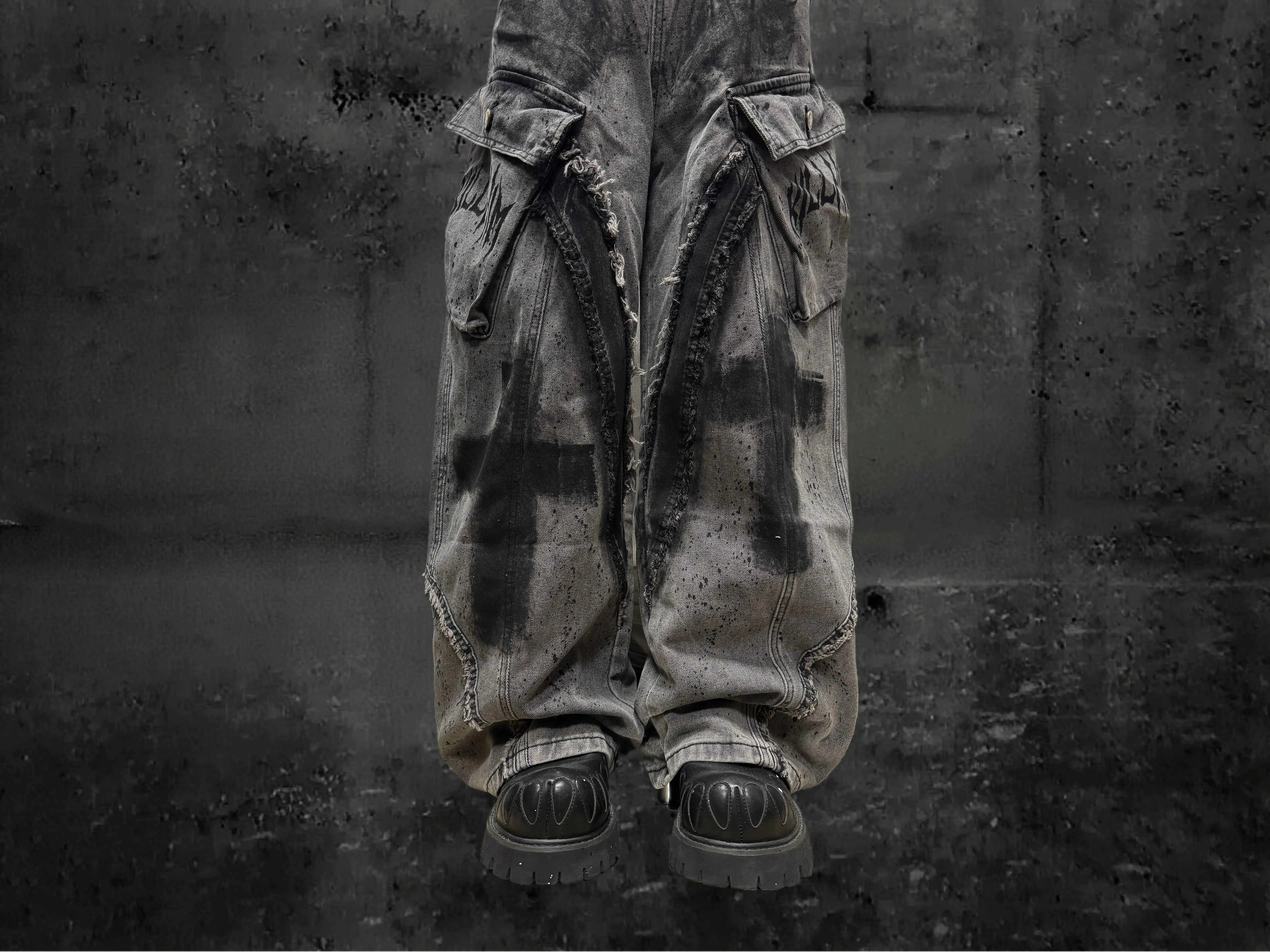Unsiex Gothic Punk Jeans 2026 Distressed Splash Ink Jeans For Women Men Y2K Graffiti Wide Leg Pants Loose Fit Washed Denim